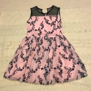 Cute Pink dress with black and silver flowers.